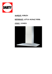 ROBLIN LOTUS MURALE 900BL Notice D'installation Et D'utilisation