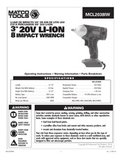 Matco Tools MCL2038IW Instructions De Fonctionnement