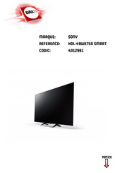 Sony BRAVIA KDL-49WE75 Série Mode D'emploi