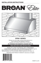 Broan Elite EPD61 Série Instructions D'installation