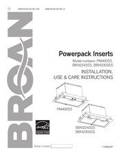 Broan Powerpack Inserts BBN2243SS Instructions D'installation, D'utilisation Et D'entretien