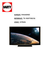 Panasonic VIERA TX-P65VT20E/3D Mode D'emploi