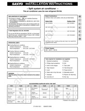 Sanyo SAP-URV246EH Notice D'installation