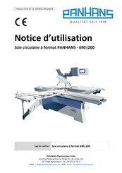 PANHANS 690/200 Notice D'utilisation