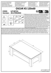 Dedeman OSCAR KS 120x60 UP 00724 Instructions D'assemblage