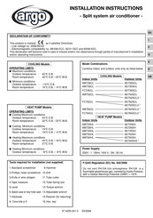 Argo FC764CL Notice D'installation