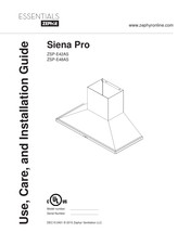 Zephyr Essentials Siena Pro ZSP-E42AS Guide D'utilisation, D'entretien Et D'installation