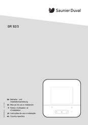 Saunier Duval SR 92/3 Notice D'utilisation Et D'installation