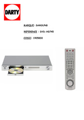 Samsung DVD-HD745 Mode D'emploi