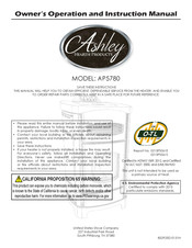 United States Stove Ashley Hearth Ptoducts AP5780 Manuel D'utilisation Et D'instructions