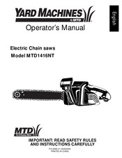 MTD Yard Machines 1416NT Manuel De L'utilisateur