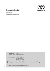 Toyota PZ464-T3420-C0 Instructions D'installation