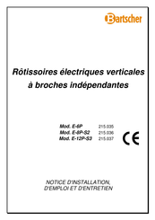 Bartscher 215.035 Notice D'installation, D'emploi Et D'entretien