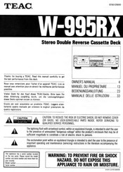 Teac W-995RX Manuel Du Propriétaire