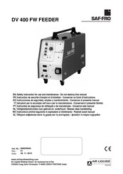 Saf-Fro DV 400 FW FEEDER Instruction De Securite D'emploi Et D'entretien