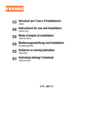 Franke FTU 3807-P XS Mode D'emploi Et Installation