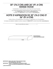 Whirlpool WVU31UC0F Instructions D'installation Et Guide D'utilisation Et D'entretien