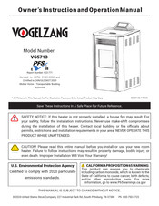 United States Stove Company VOGELZANG VG5713 Manuel D'instructions Et D'utilisation Du Propriétaire