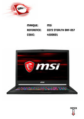 MSI GS73 STEALTH 8RF-057 Manuel D'utilisation