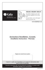 Kalia GRAFIK PB2 BF1361-110 Instructions D'installation - Garantie