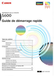 Canon S600 Guide De Démarrage Rapide