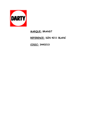 Brandt DZN 4211 Guide D'installation Et D'utilisation