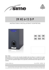 Sime 2R HE 10 ErP Instructions D'installation Et D'entretien