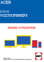 Acer VG270UPBMIIPX Manuel De L'utilisateur