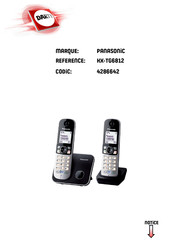 Panasonic KX-TG6812 Manuel Utilisateur