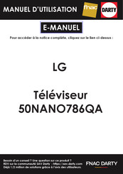 LG 50NANO78 Série Guide De L'utilisateur