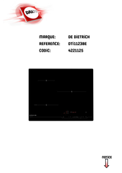 De Dietrich DTI1123BE Guide D'installation Et D'utilisation