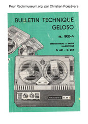 Geloso G 257 Bulletin Technique