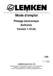 Lemken Solitronic Mode D'emploi