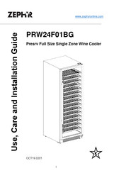 Zephyr PRW24F01BG Guide D'utilisation, D'entretien Et D'installation