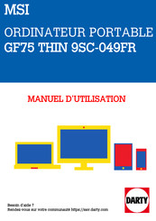 MSI GF75 THIN 9SC-049FR Manuel D'utilisation