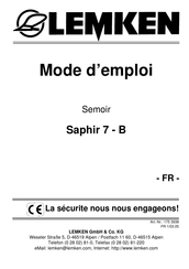 LEMKEN Saphir 7-B Mode D'emploi