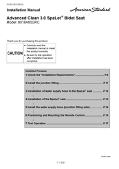 American Standard Advanced Clean 3.0 SpaLet 8018A60GRC Manuel D'installation