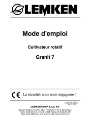 LEMKEN Granit 7/250 Mode D'emploi