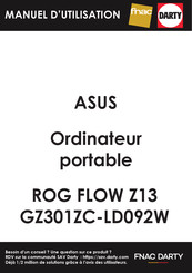 Asus ROG FLOW Z13 GZ301ZC-LD092W Mode D'emploi