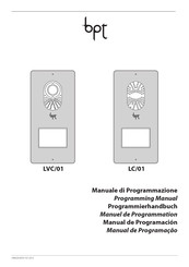 Bpt LVC/01 Manuel De Programmation