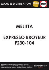 Melitta Purista F230-104 Mode D'emploi