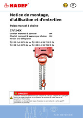 HADEF 27/12-EX Notice De Montage, D'utilisation Et D'entretien