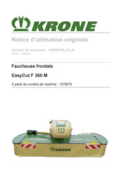 Krone EasyCut F 320 M Notice D'utilisation Originale