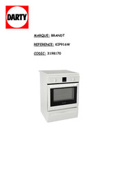 Brandt KIP916W Guide D'installation Et D'utilisation