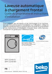 Beko WMY 10148 W0 Guide Du Propriétaire Et Instructions D'installation