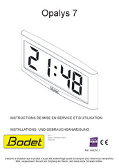 Bodet 606250 J Instructions De Mise En Service Et D'utilisation