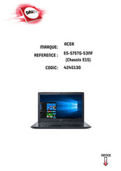 Acer Aspire E5-575TG-53NF Manuel D'utilisation