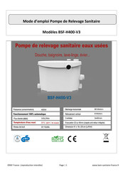 Bain Sanitaire BSF-H400-V3 Mode D'emploi