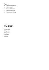 Gaggenau RC 200 Notice D'utilisation