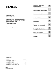 Siemens SINUMERIK 840D sl Manuel De Programmation